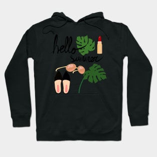 Hello Summer monstera leaf and accessories Hoodie